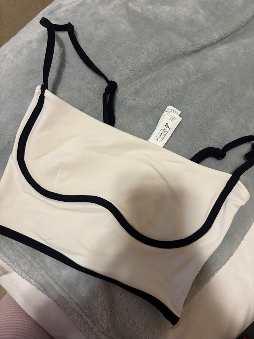 ALO Yoga Cream Bralette with Black Trim